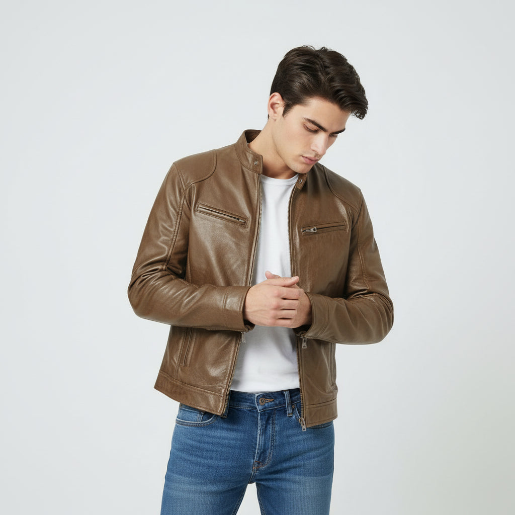 Villaayr Men's PU Leather Autumn Jacket-Villaayr