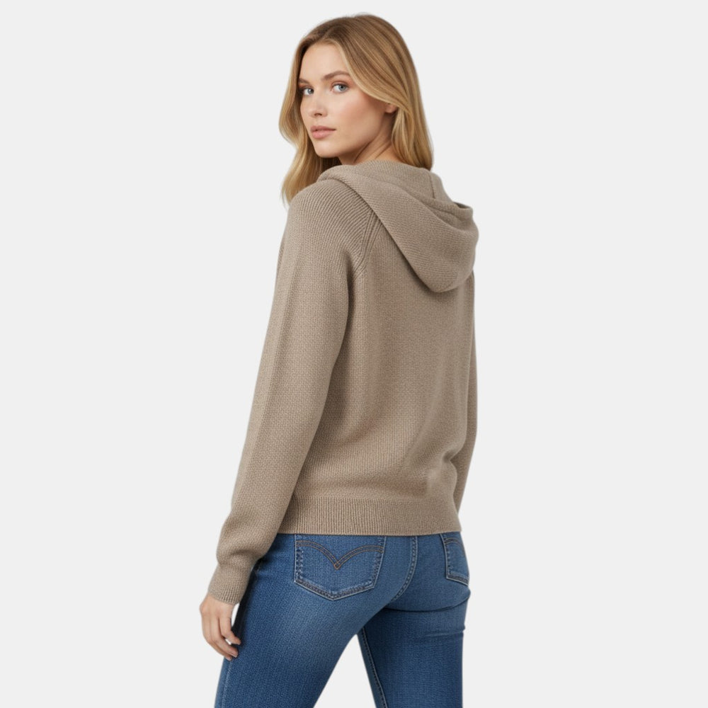 Casual Warm Knit Zip Hoodie Sweater with Zip for Women-villaayr.com