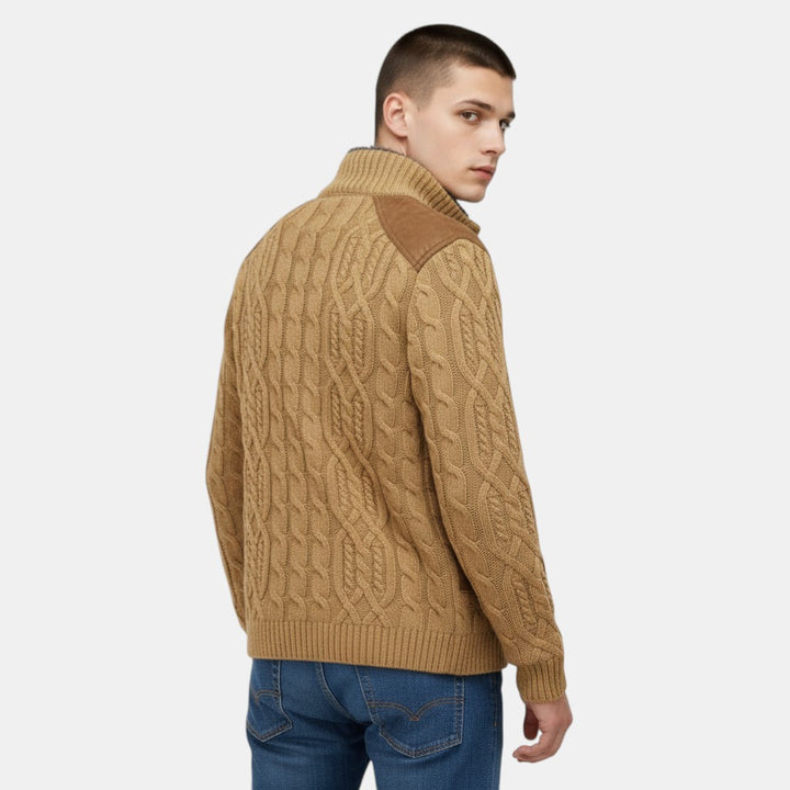 Men’s Cable Knit Cardigan with Button-Villaayr