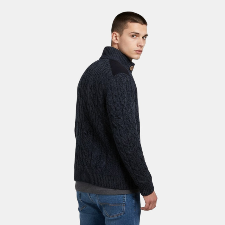 Men’s Cable Knit Cardigan with Button-Villaayr