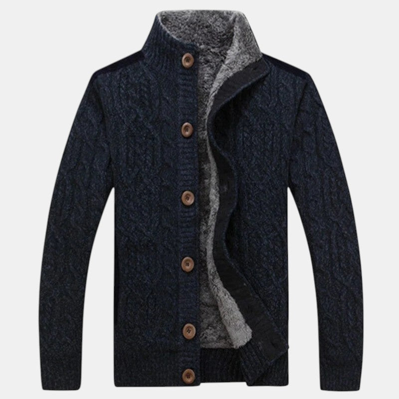 Men’s Cable Knit Cardigan with Button-Villaayr