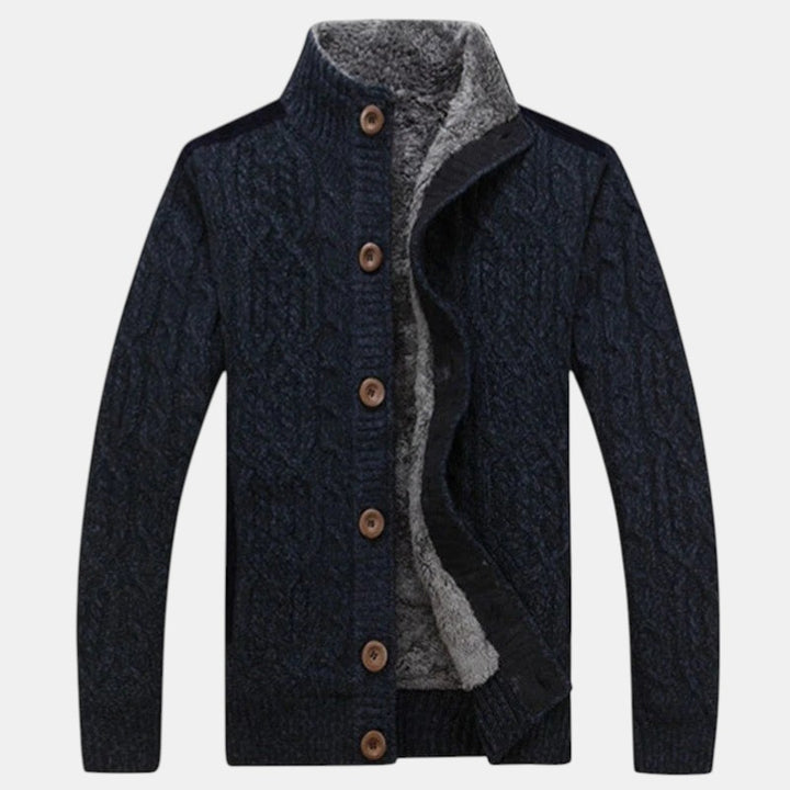 Men’s Cable Knit Cardigan with Button-Villaayr
