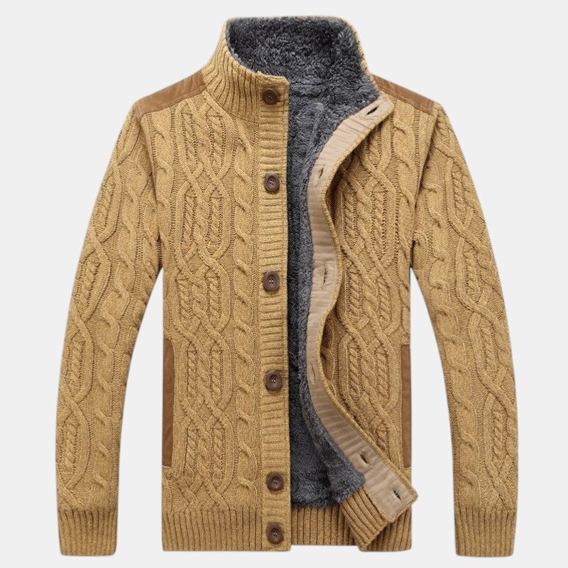 Men’s Cable Knit Cardigan with Button-Villaayr