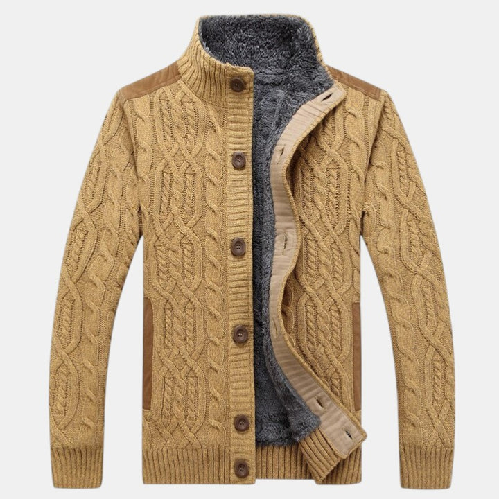 Men’s Cable Knit Cardigan with Button-Villaayr
