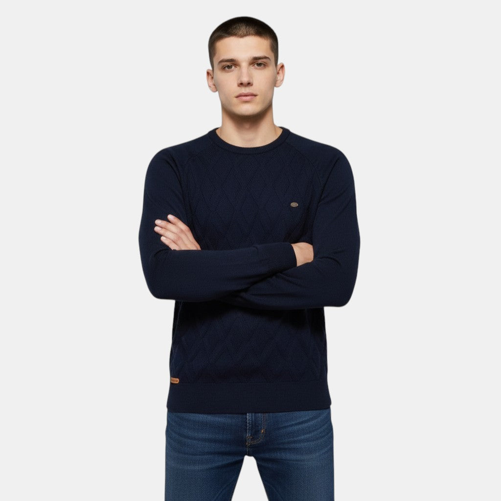 Men’s Cable Knit Sweater with Crew Neck-Villaayr