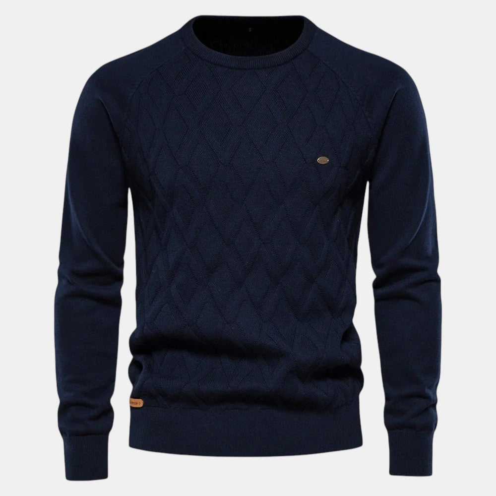 Men’s Cable Knit Sweater with Crew Neck-Villaayr