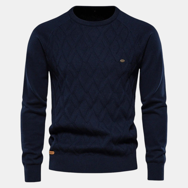 Men’s Cable Knit Sweater with Crew Neck-Villaayr