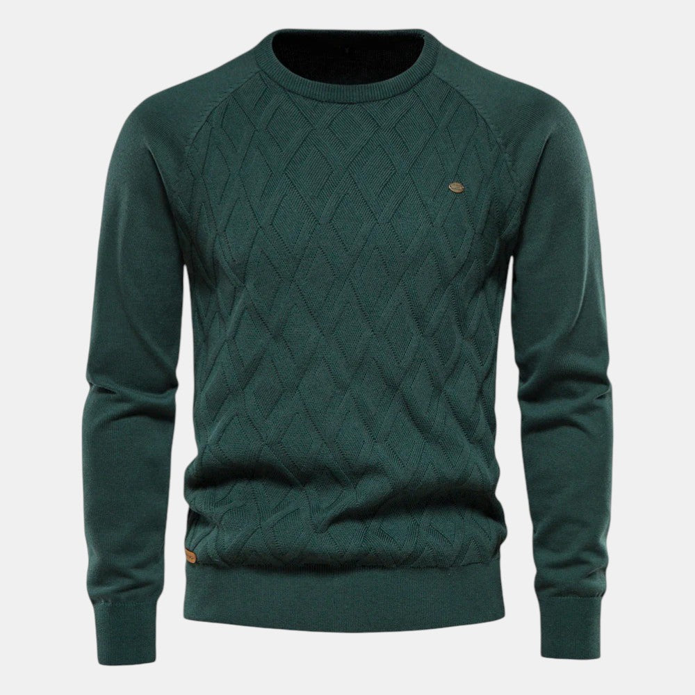Men’s Cable Knit Sweater with Crew Neck-Villaayr