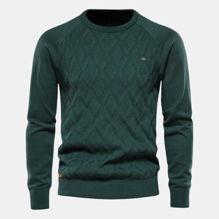 Men’s Cable Knit Sweater with Crew Neck-Villaayr