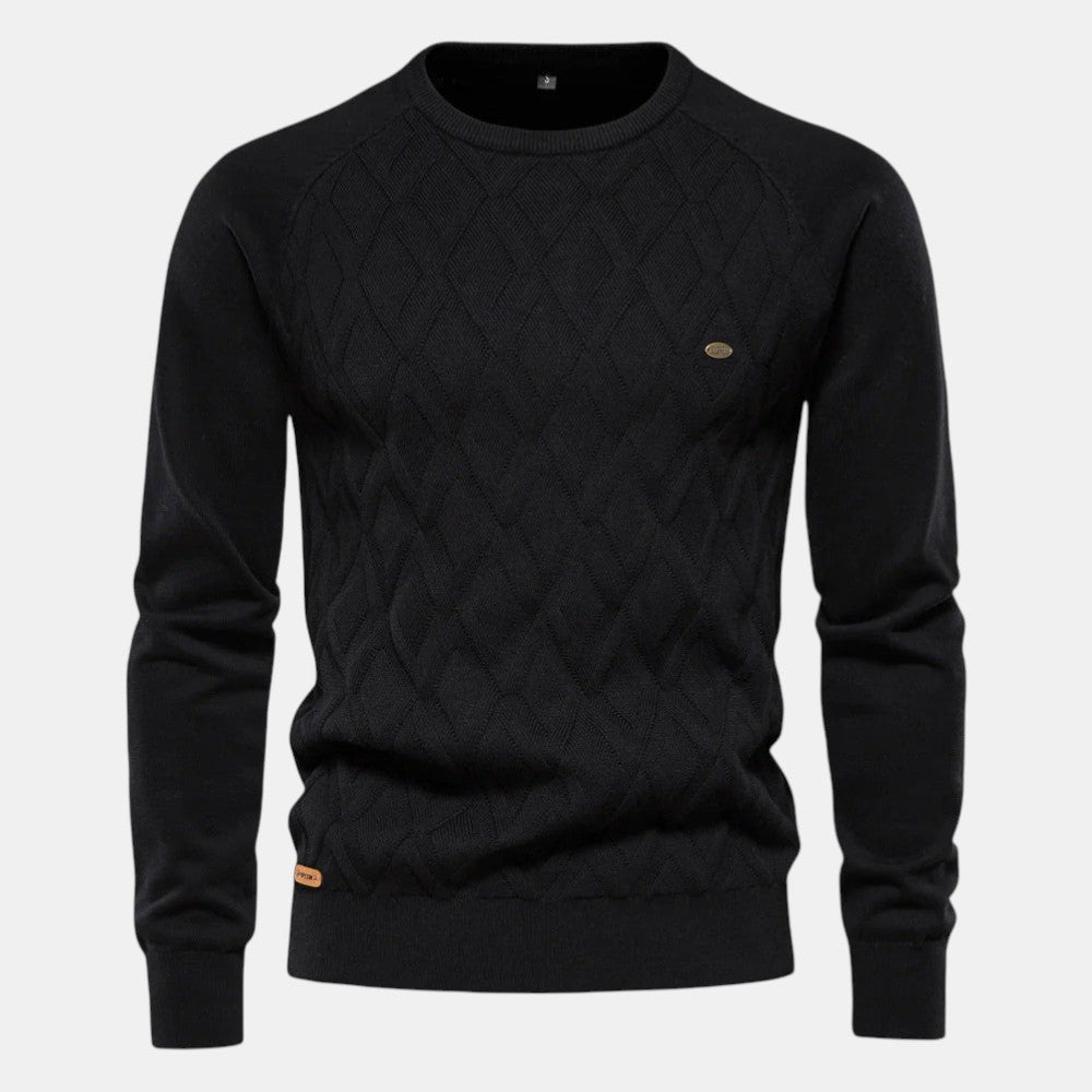 Men’s Cable Knit Sweater with Crew Neck-Villaayr