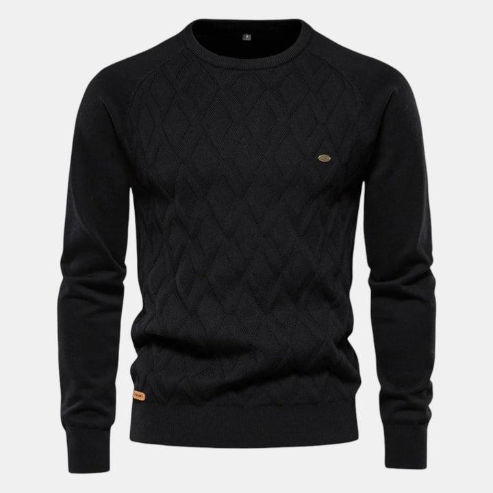 Men’s Cable Knit Sweater with Crew Neck-Villaayr
