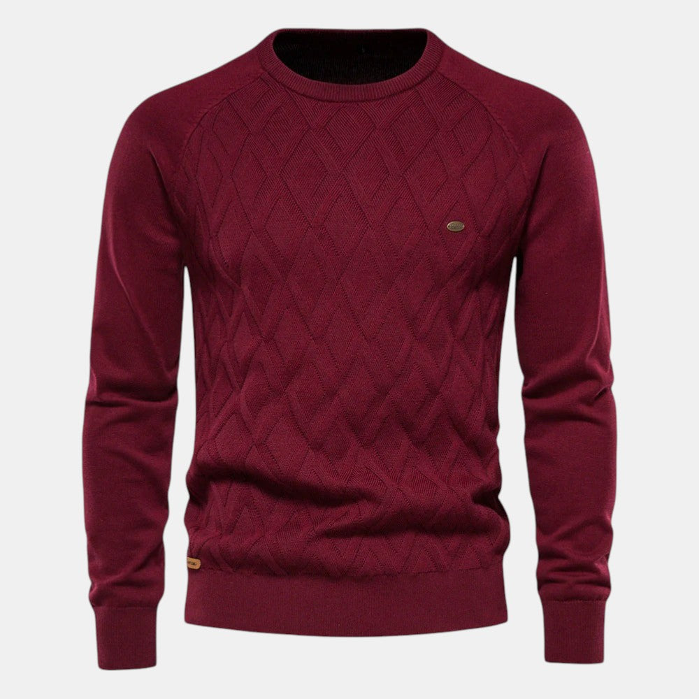 Men’s Cable Knit Sweater with Crew Neck-Villaayr