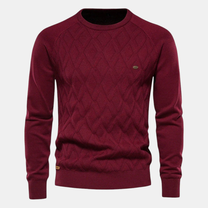 Men’s Cable Knit Sweater with Crew Neck-Villaayr