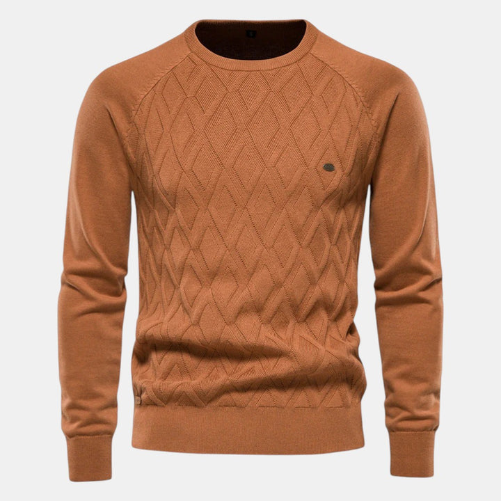 Men’s Cable Knit Sweater with Crew Neck-Villaayr