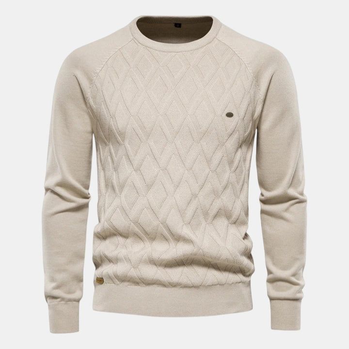 Men’s Cable Knit Sweater with Crew Neck-Villaayr