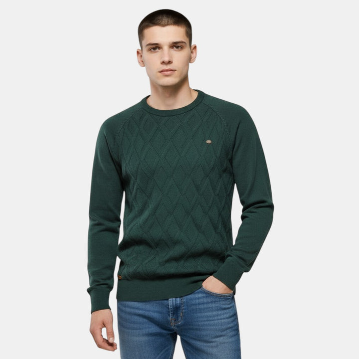 Men’s Cable Knit Sweater with Crew Neck-Villaayr
