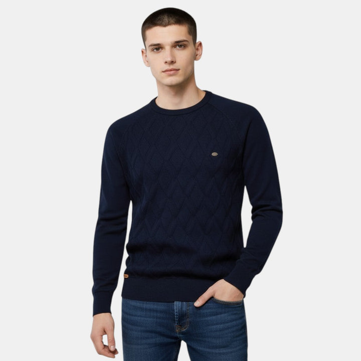 Men’s Cable Knit Sweater with Crew Neck-Villaayr