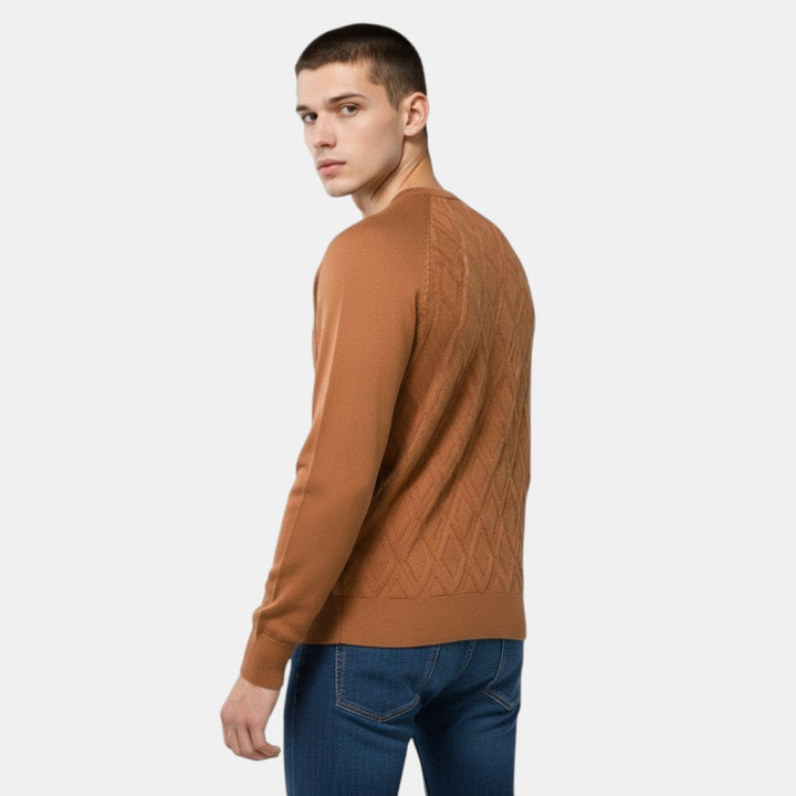 Men’s Cable Knit Sweater with Crew Neck-Villaayr