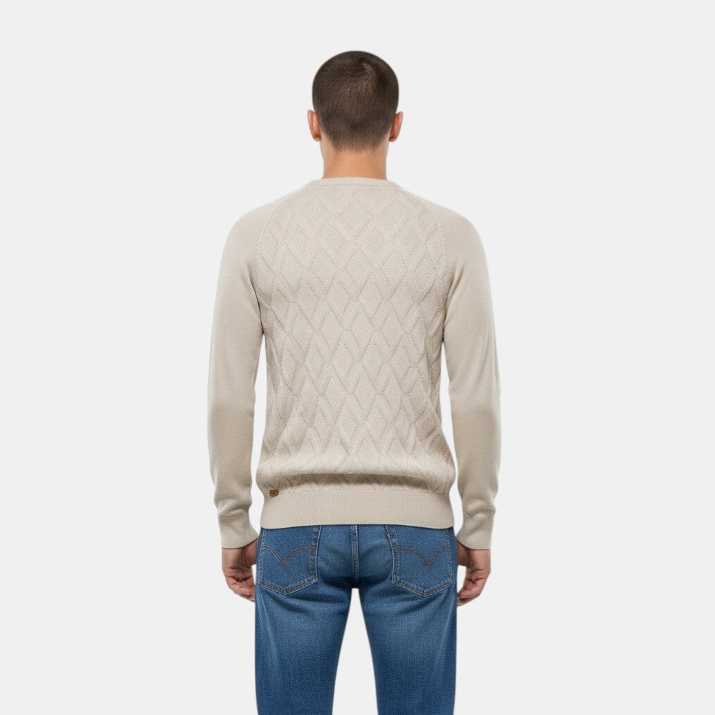 Men’s Cable Knit Sweater with Crew Neck-Villaayr