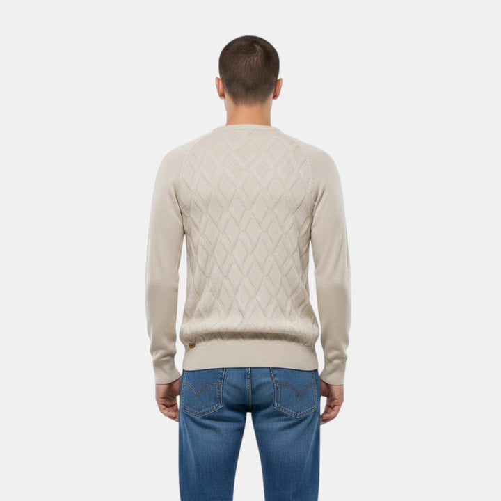 Men’s Cable Knit Sweater with Crew Neck-Villaayr