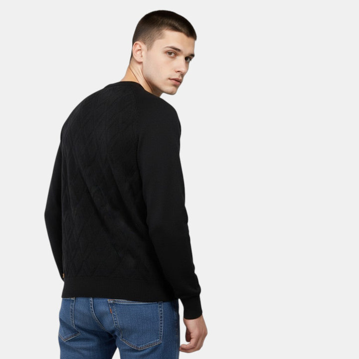 Men’s Cable Knit Sweater with Crew Neck-Villaayr