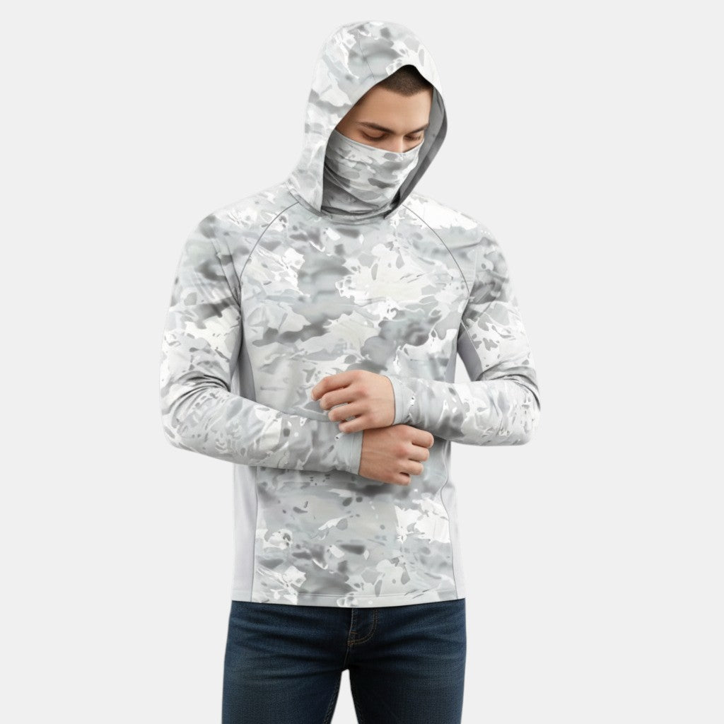 Men’s Camouflage Hooded Shirt with Face Cover-Villaayr
