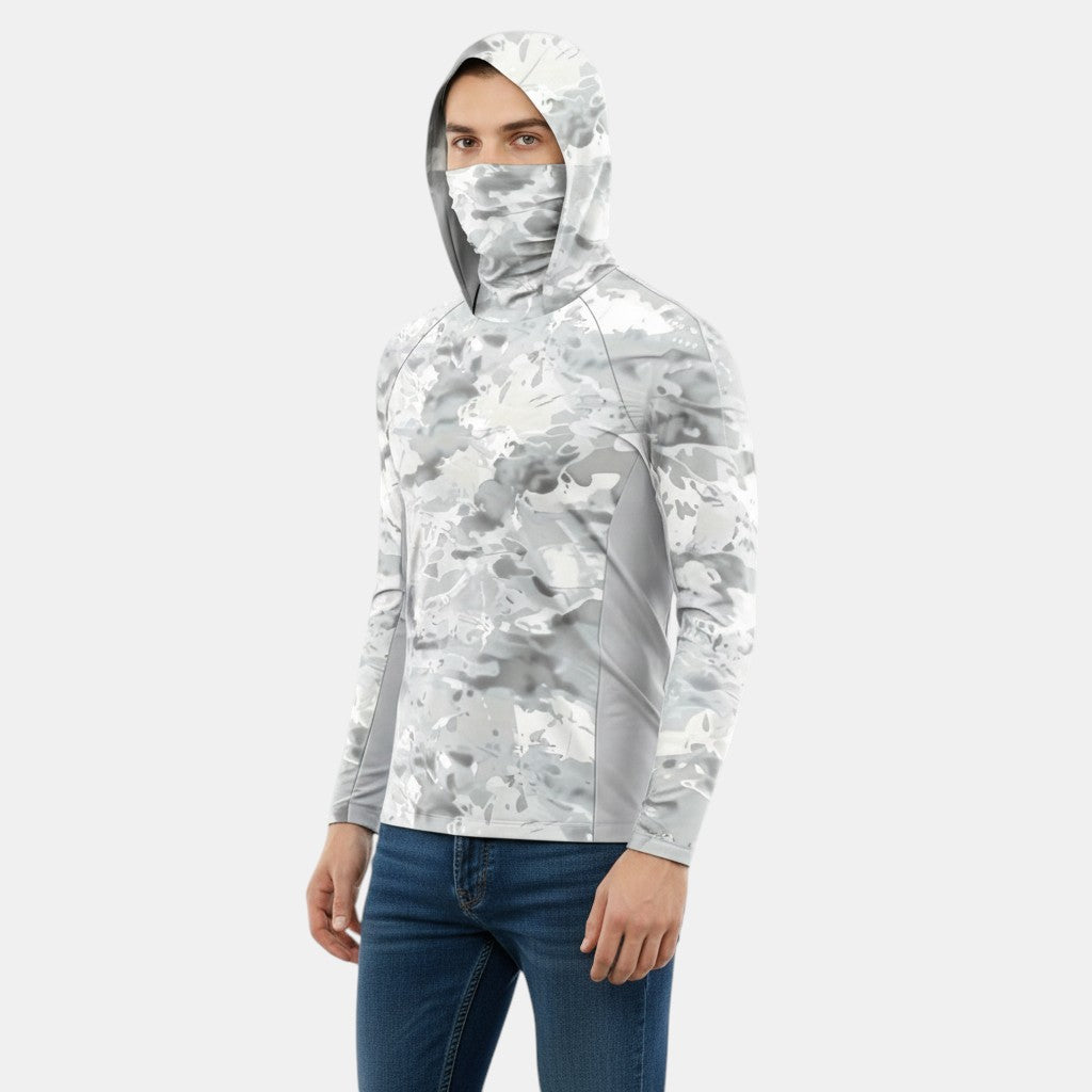 Men’s Camouflage Hooded Shirt with Face Cover-Villaayr