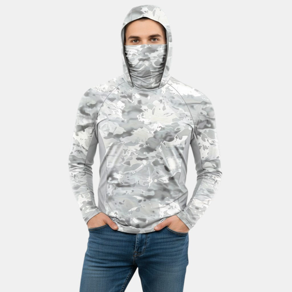 Men’s Camouflage Hooded Shirt with Face Cover-Villaayr