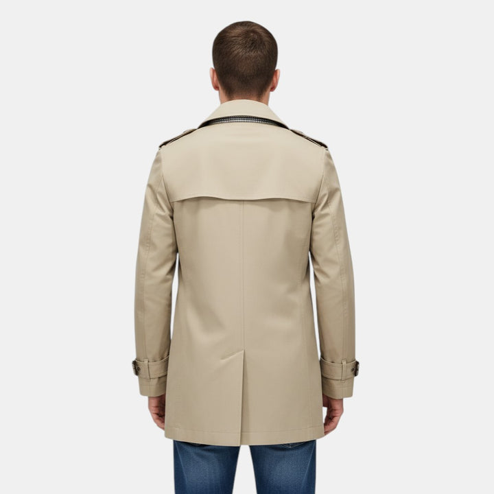Men’s Classic Trench Coat with Button Closure-Villaayr