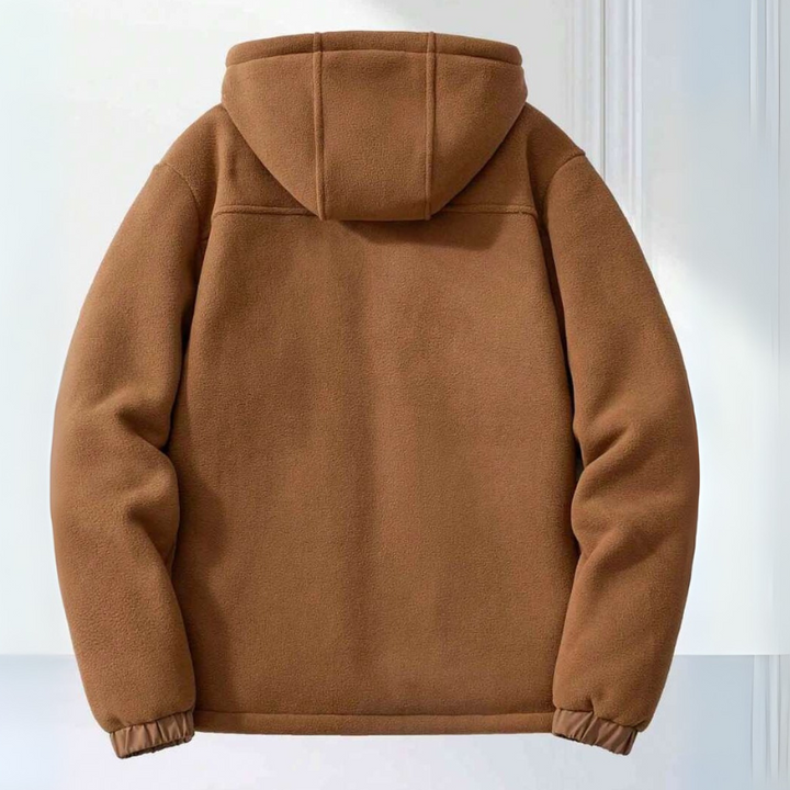 Men’s Hooded Fleece Jacket with Zip Closure-Villaayr