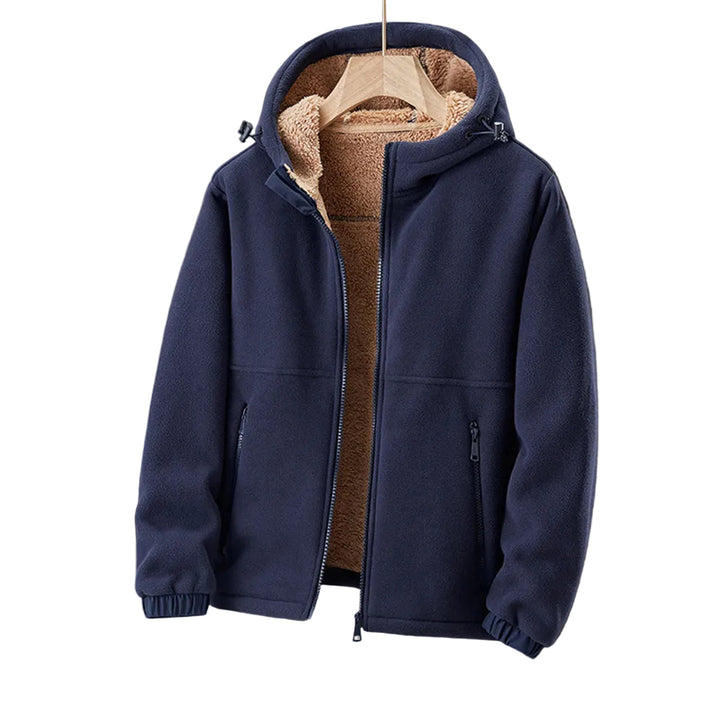 Men’s Hooded Fleece Jacket with Zip Closure-Villaayr