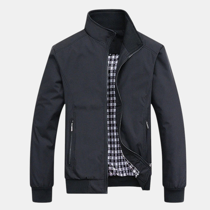 Men’s Lightweight Zip Up Jacket with Stand Collar-Villaayr