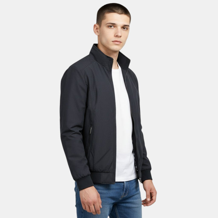 Men’s Lightweight Zip Up Jacket with Stand Collar-Villaayr