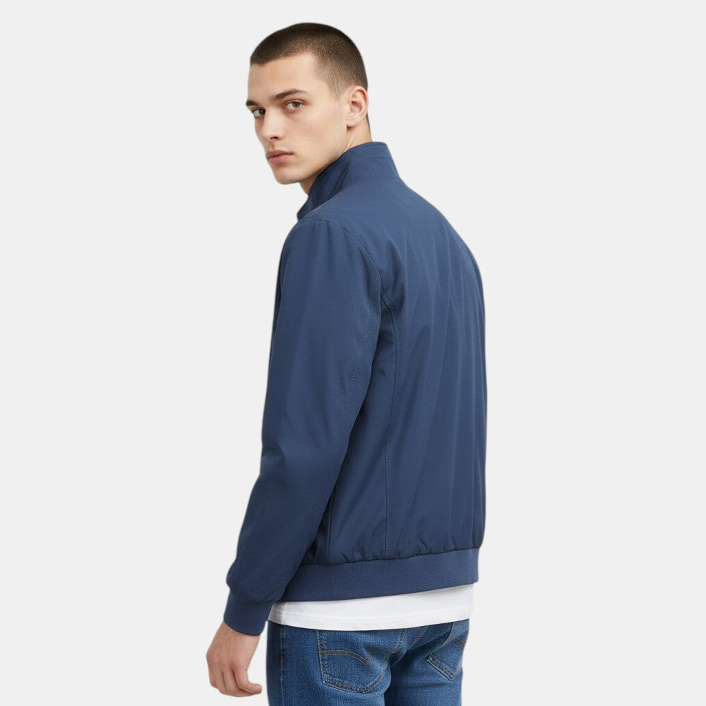 Men’s Lightweight Zip Up Jacket with Stand Collar-Villaayr