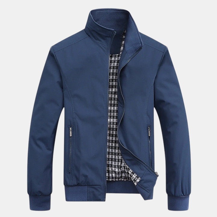 Men’s Lightweight Zip Up Jacket with Stand Collar-Villaayr