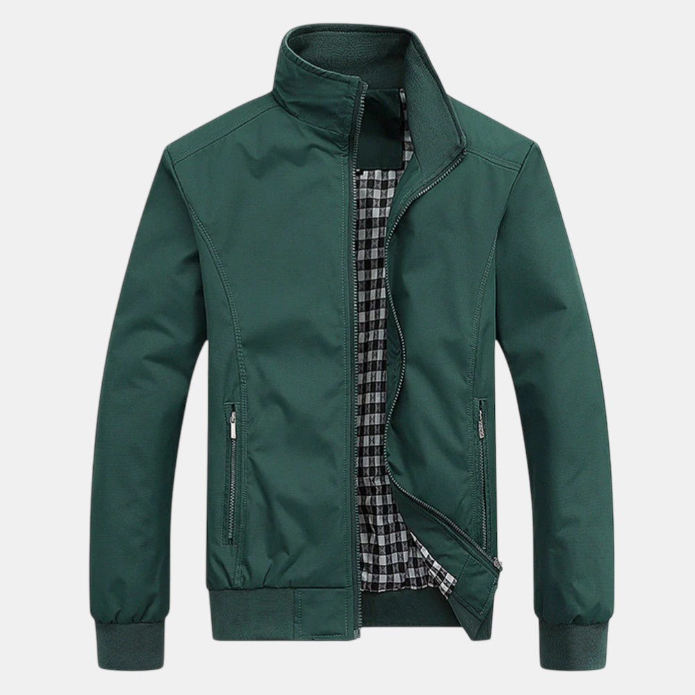 Men’s Lightweight Zip Up Jacket with Stand Collar-Villaayr