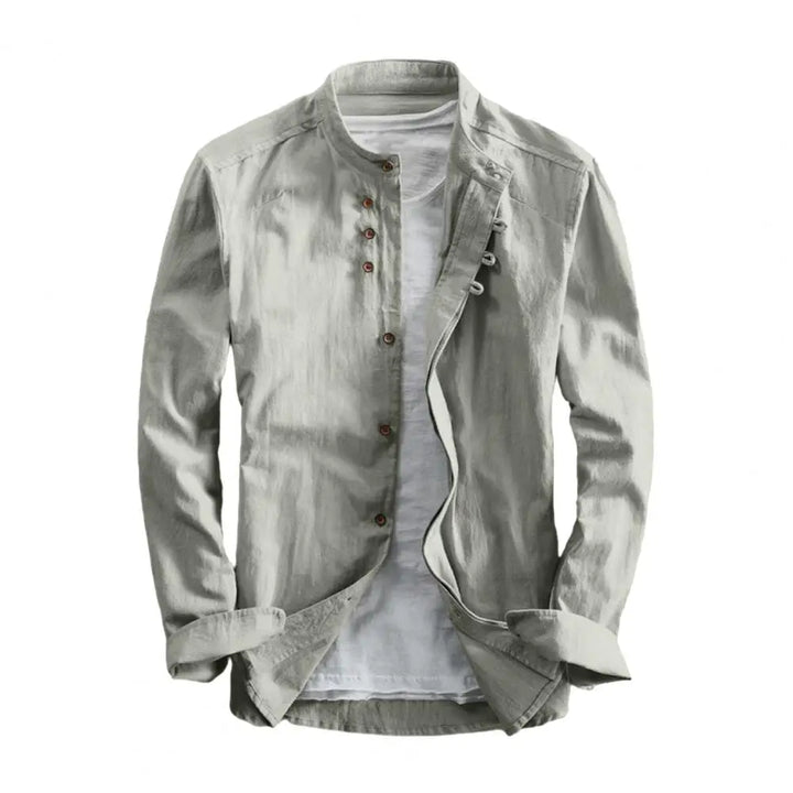 Men’s Long Sleeve Shirt with Stand Collar-Villaayr