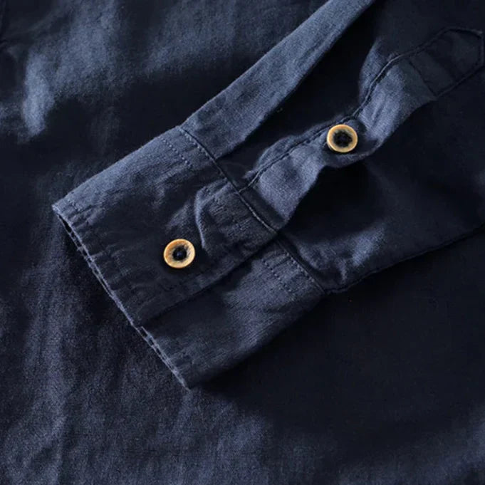 Men’s Mandarin Collar Shirt with Half Button Placket-Villaayr