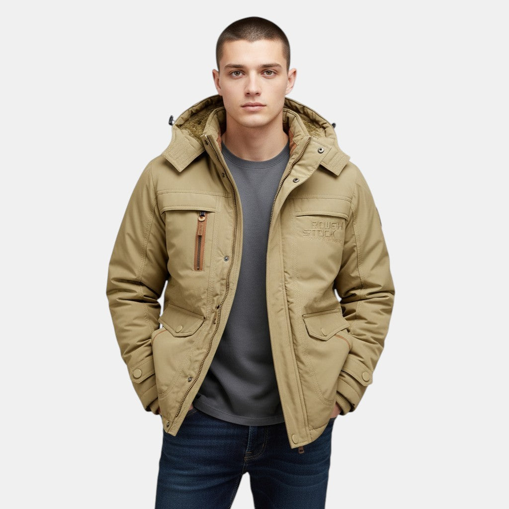 Men’s Outdoor Utility Jacket with Detachable Hood-Villaayr