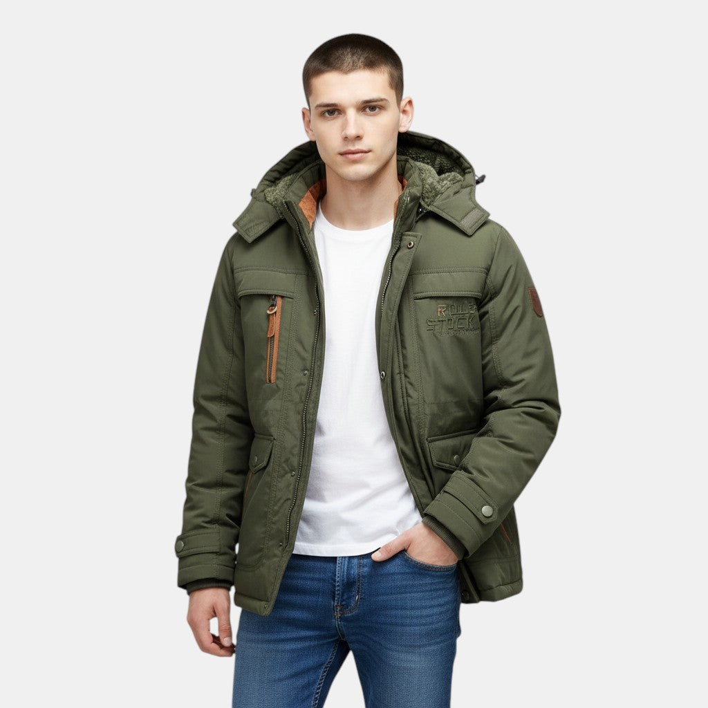 Men’s Outdoor Utility Jacket with Detachable Hood-Villaayr