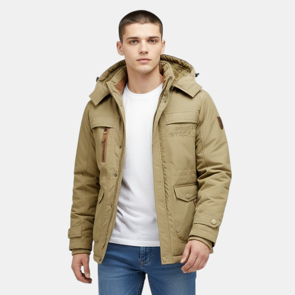Men’s Outdoor Utility Jacket with Detachable Hood-Villaayr