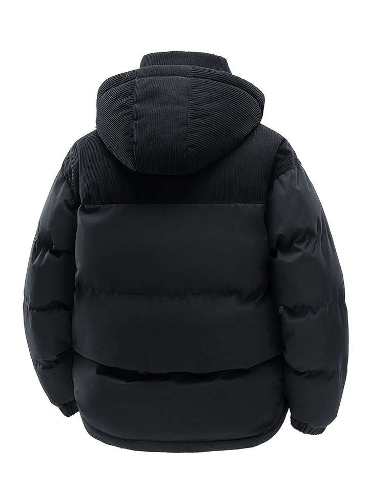 Men’s Padded Hooded Jacket with Zip Closure-Villaayr