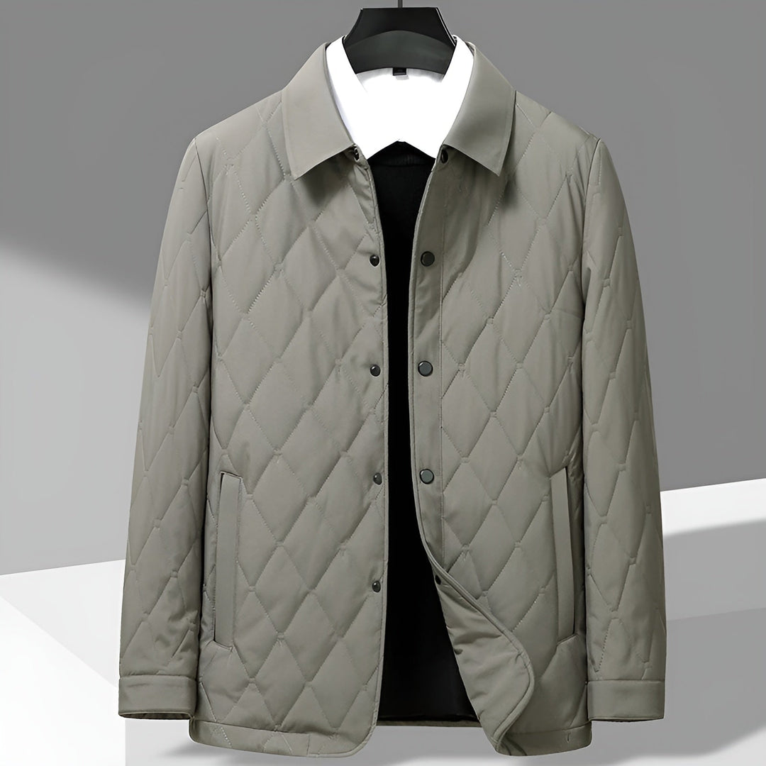 Men’s Quilted Diamond Pattern Jacket with Cotton Lining-villaayr.com