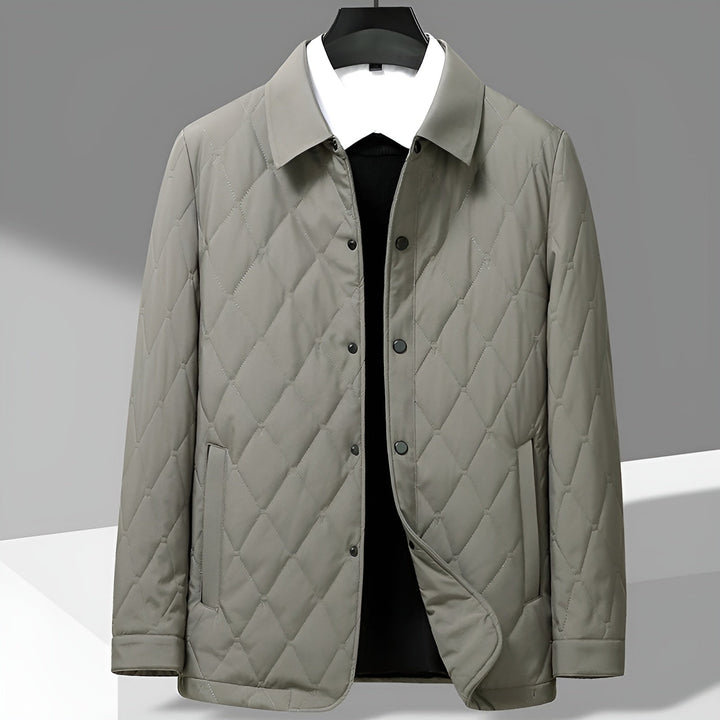 Men’s Quilted Diamond Pattern Jacket with Cotton Lining-villaayr.com