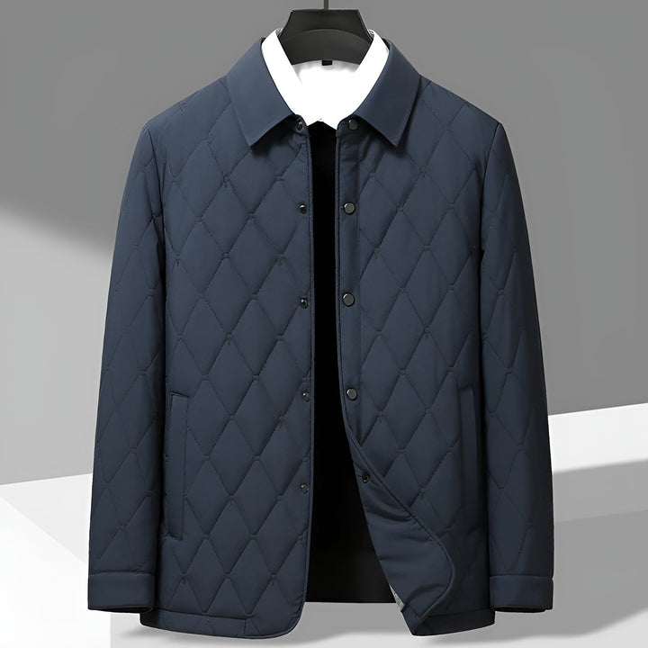 Men’s Quilted Diamond Pattern Jacket with Cotton Lining-villaayr.com
