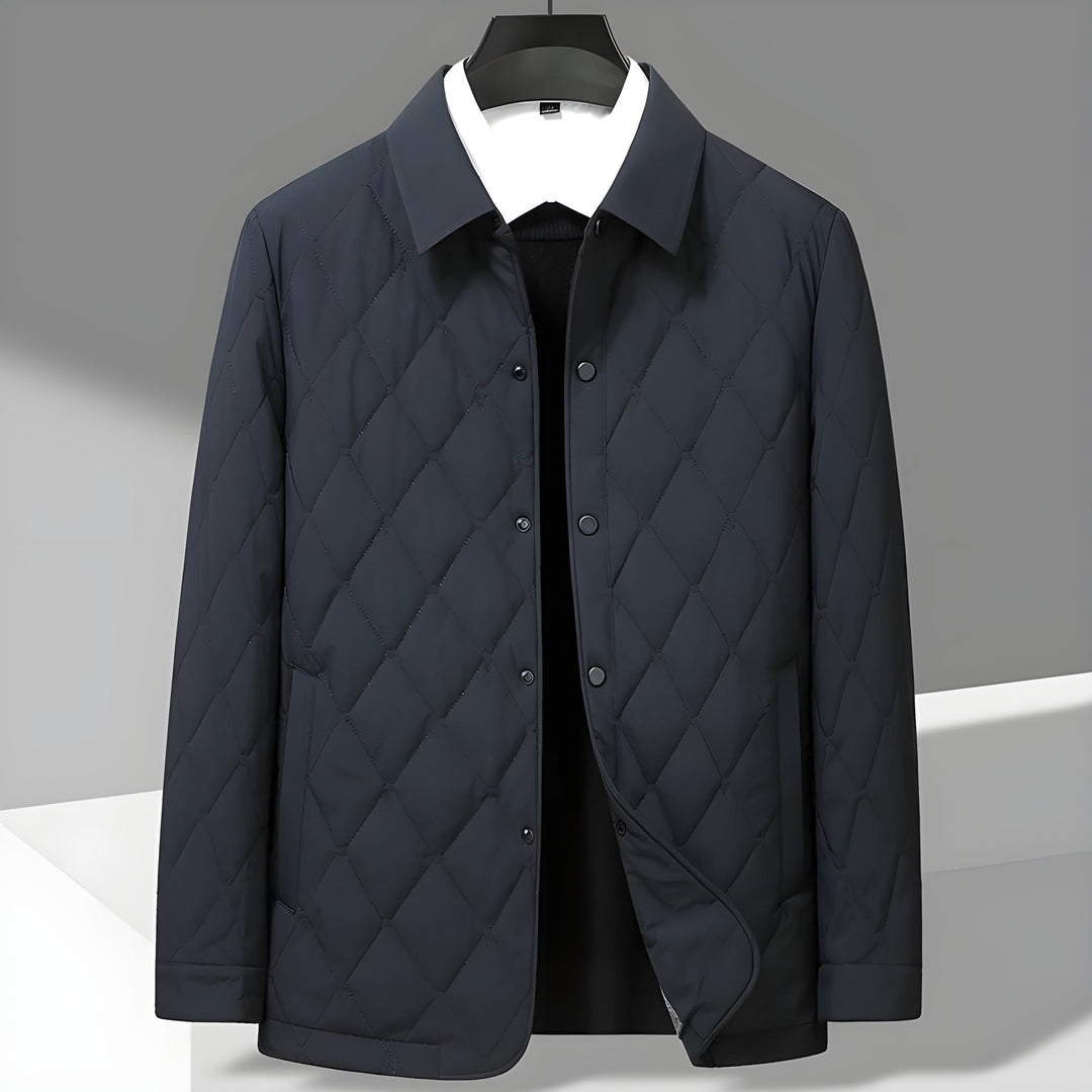 Men’s Quilted Diamond Pattern Jacket with Cotton Lining-villaayr.com