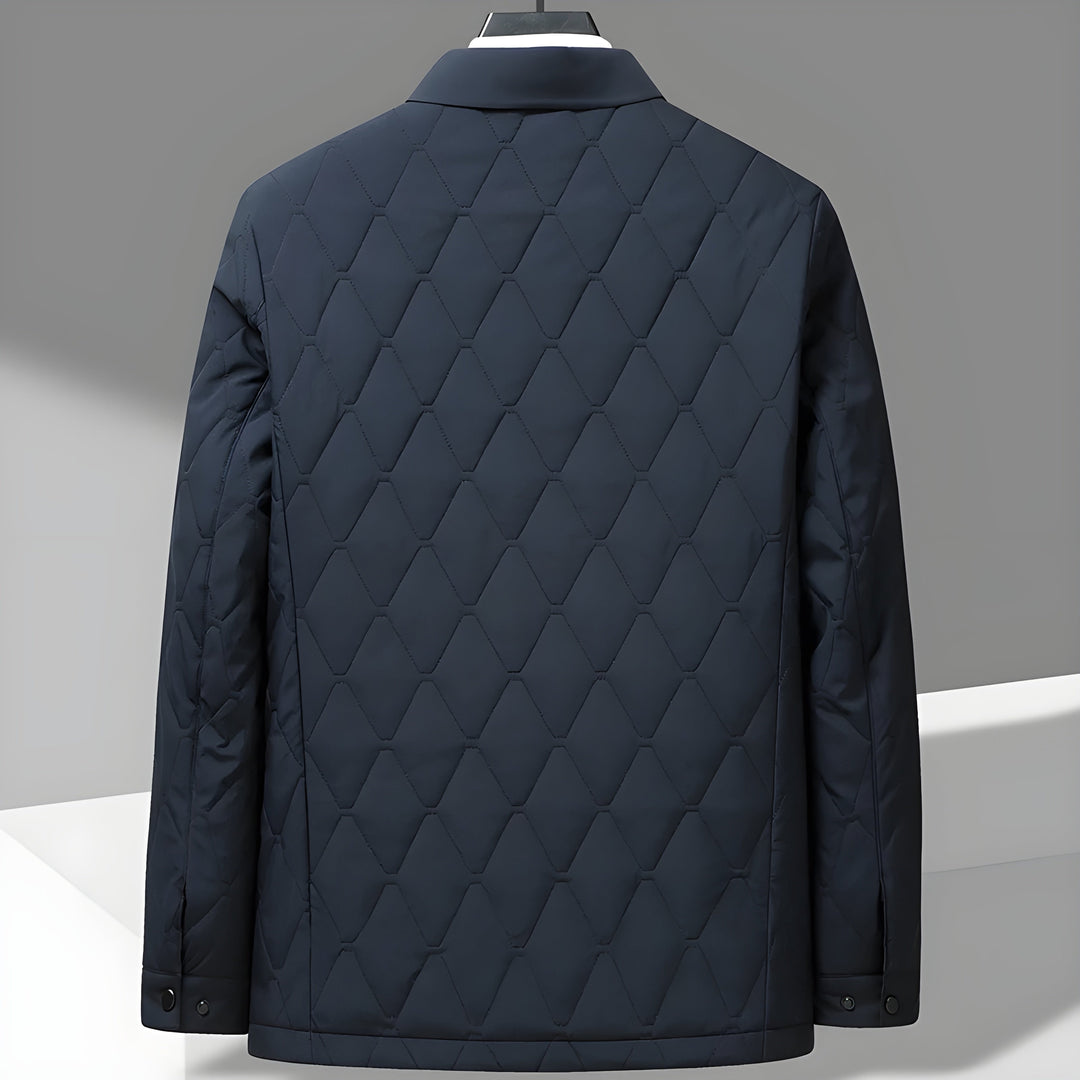 Men’s Quilted Diamond Pattern Jacket with Cotton Lining-villaayr.com