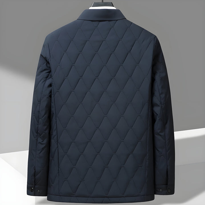 Men’s Quilted Diamond Pattern Jacket with Cotton Lining-villaayr.com