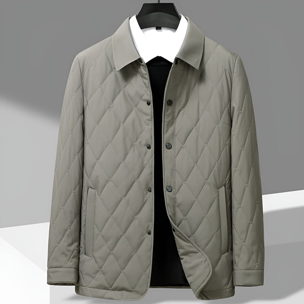 Men’s Quilted Jacket with Diamond Pattern-Villaayr