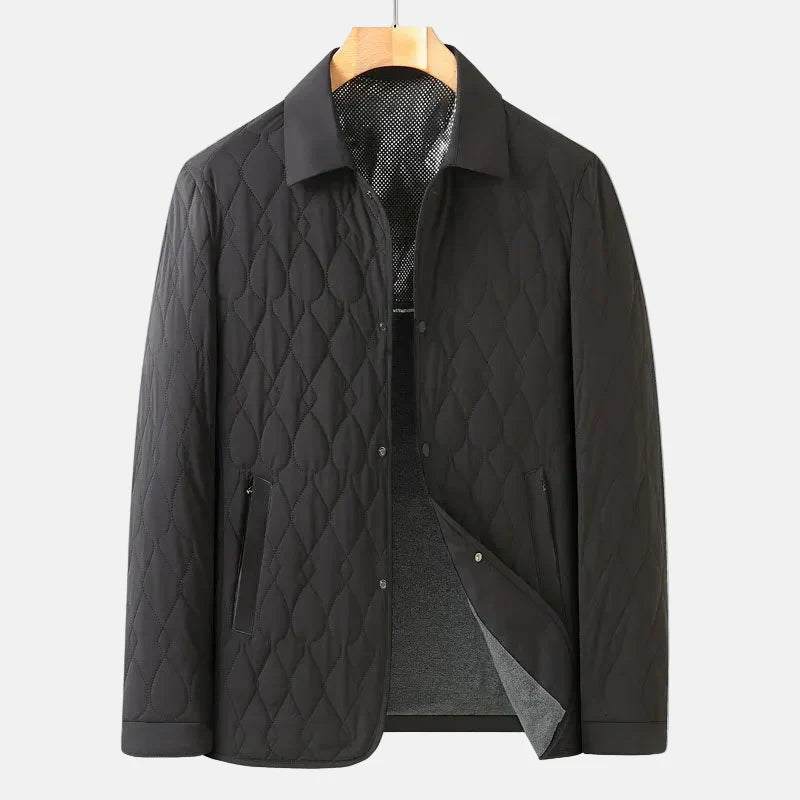 Men’s Quilted Jacket with Diamond Pattern-Villaayr